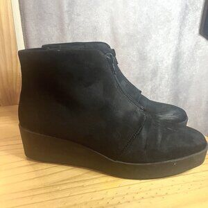 Aerosoles Carin Wedge Bootie Black Suede leather upper size 9.5